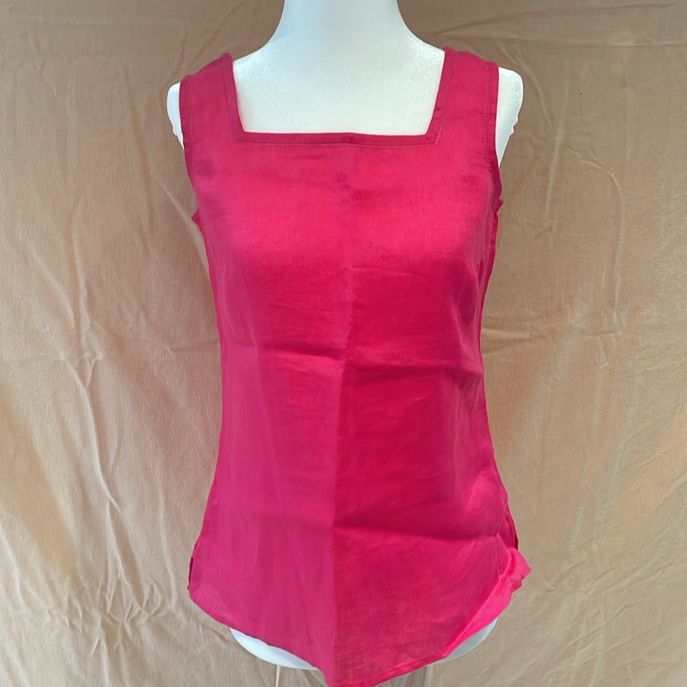 Linen petite size square neck tank